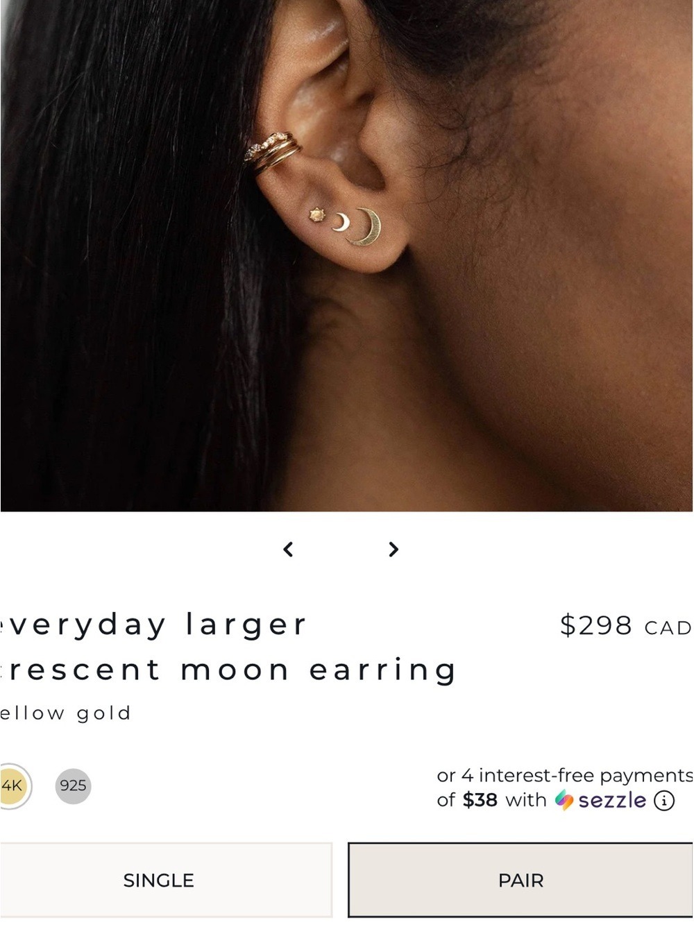 bluboho Yellow Gold Crescent Moon Stud Earrings